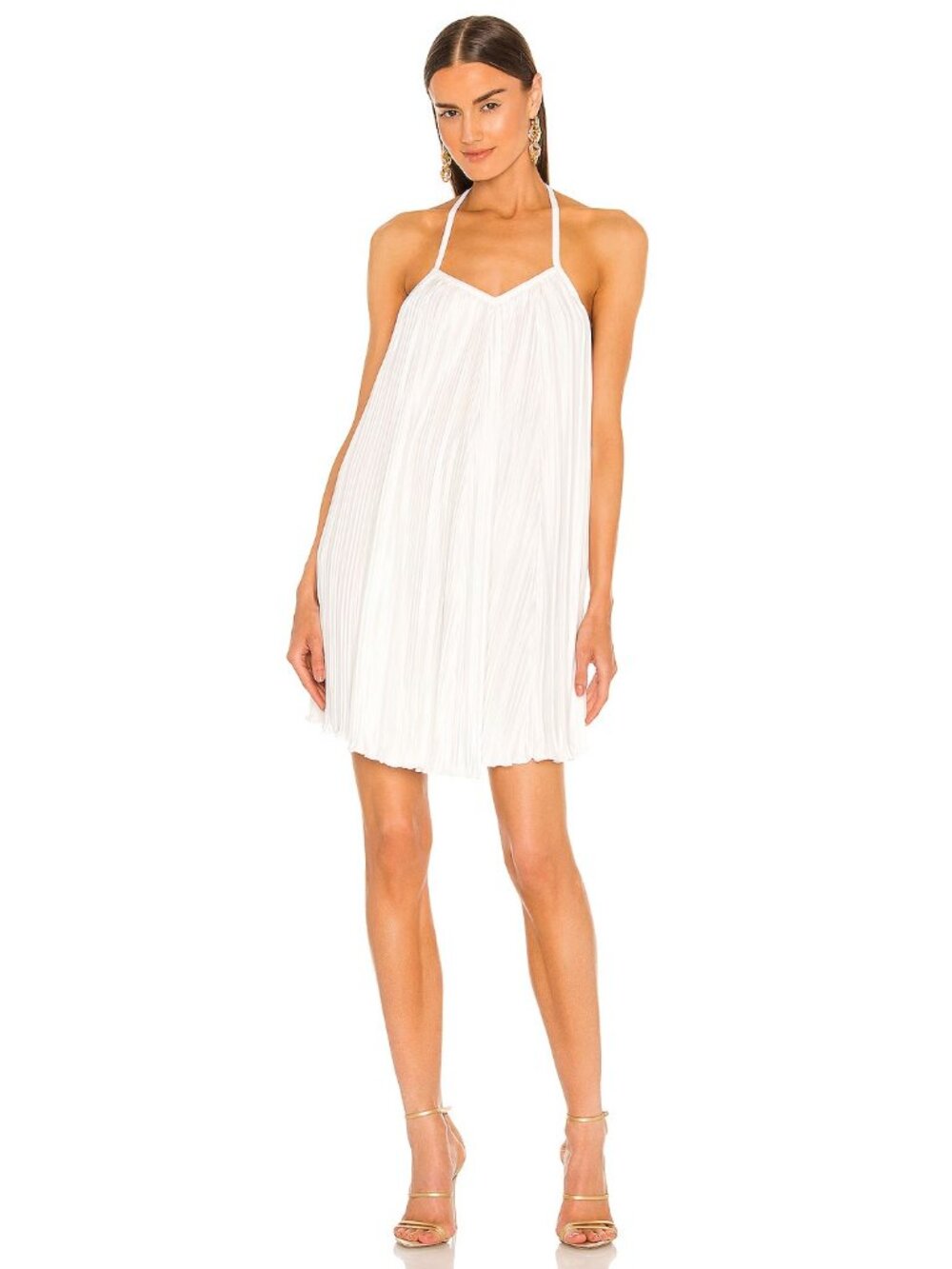 LBLC The Label Norma Pleated Mini Dress in Ivory